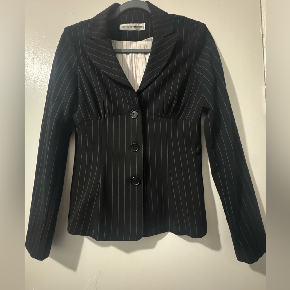 Necessary Objects Black Striped Blazer - image 1
